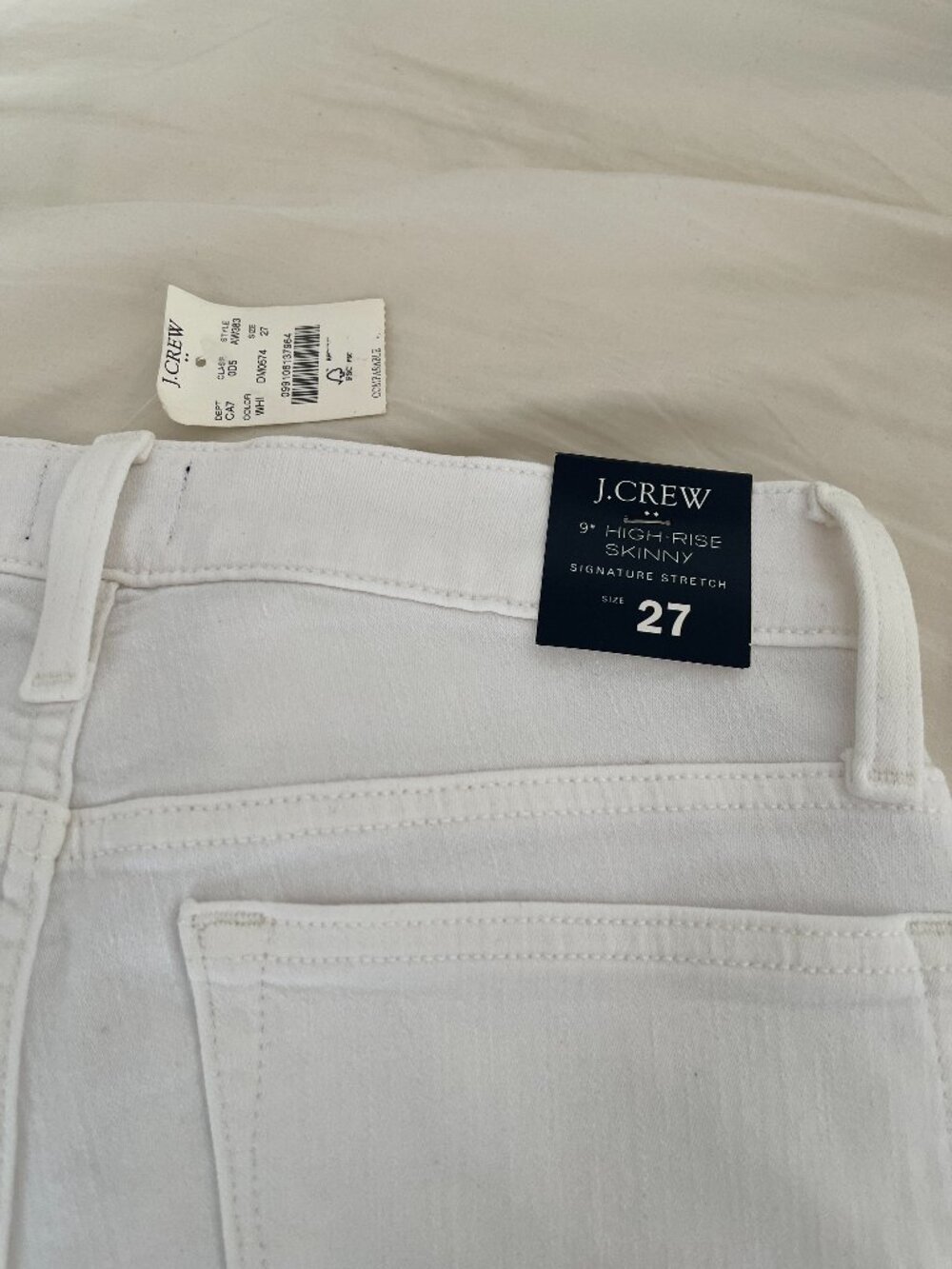 Jcrew 9" High Rise Skinny Jean in Signature Stretch - White Size 27 - Picture 5 of 7
